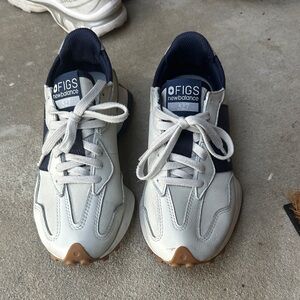 New Balance x FIGS White and Navy Sneakers